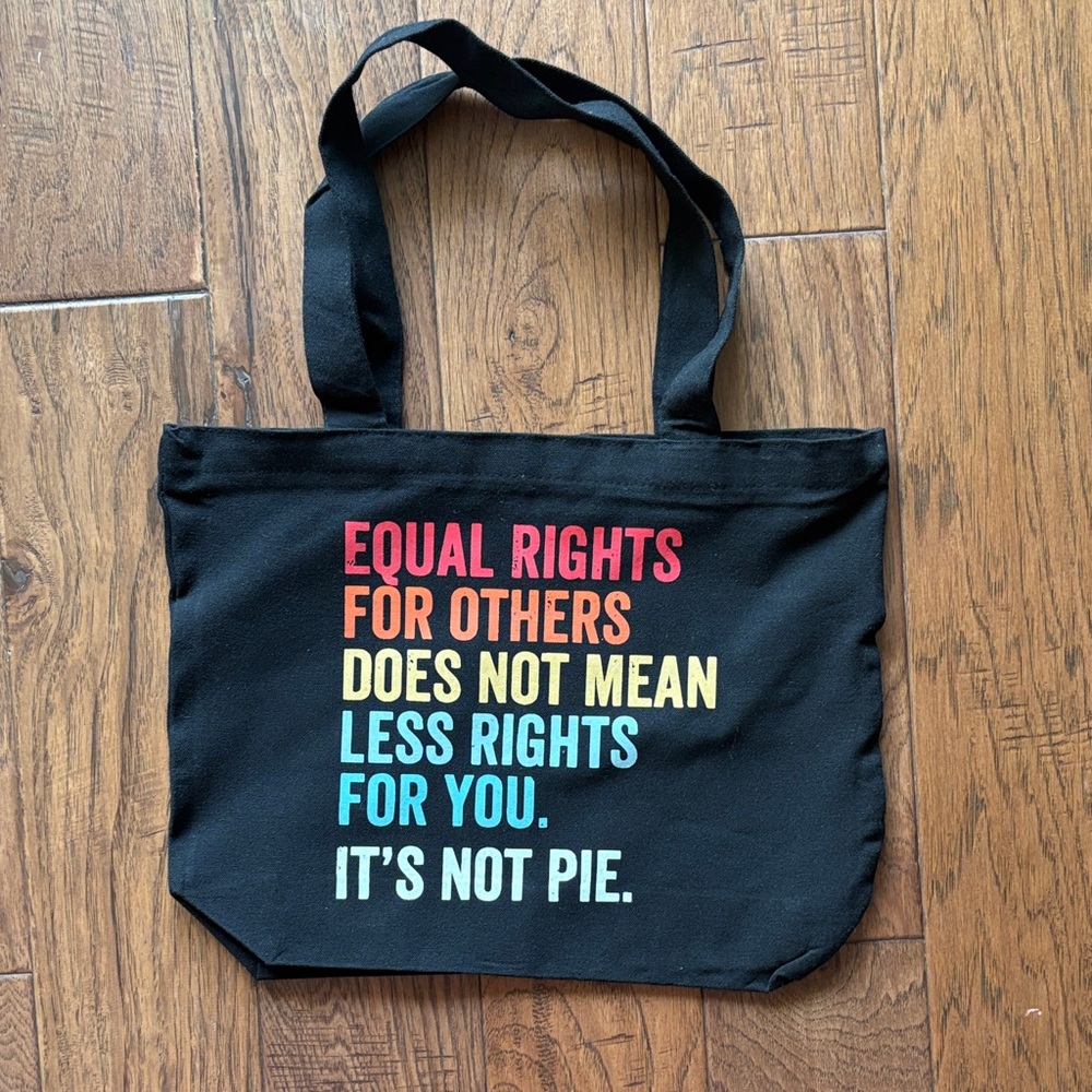 Equal Rights Black Tote Bag with Colorful Message